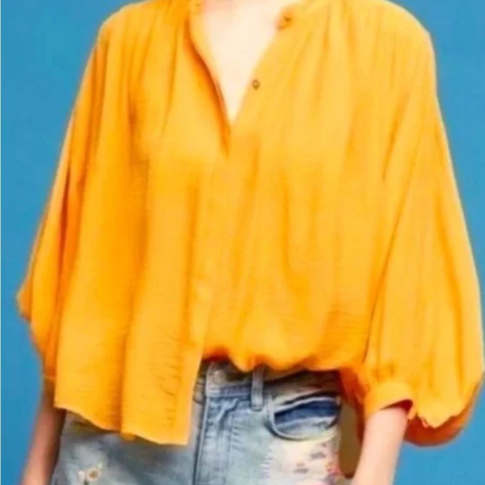 MAEVE. Women's Orange Blouse. SIZE S. ANTHROPOLOGIE - Picture 8 of 9